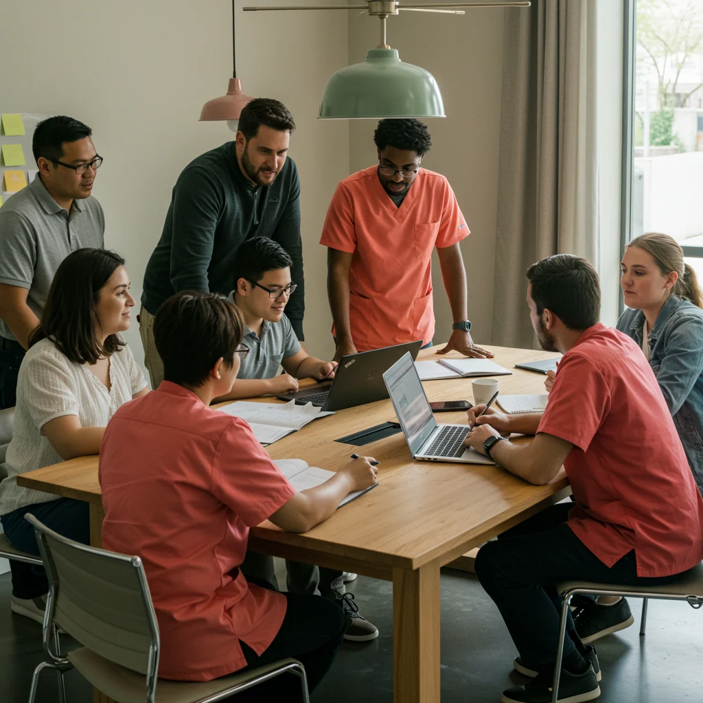 A group collaborating around a table
