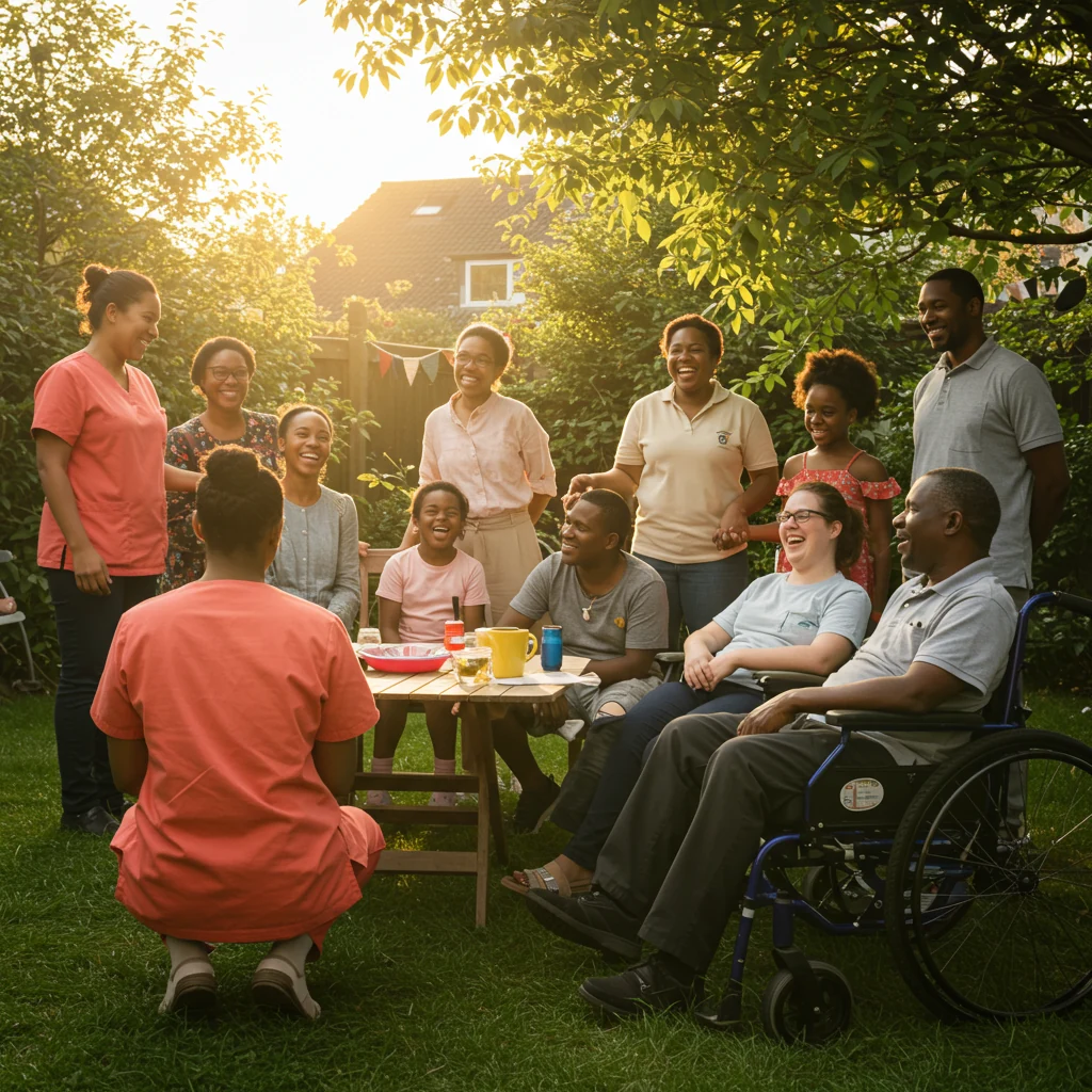 People sharing time together in a sunny garden